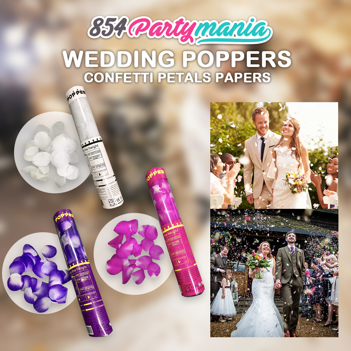 WEDDING POPPERS PETALS 30CM
