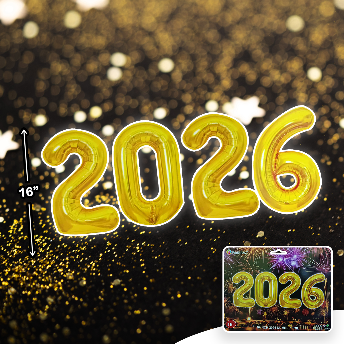 2026 NUMBER FOIL BALLOON 16 INCH