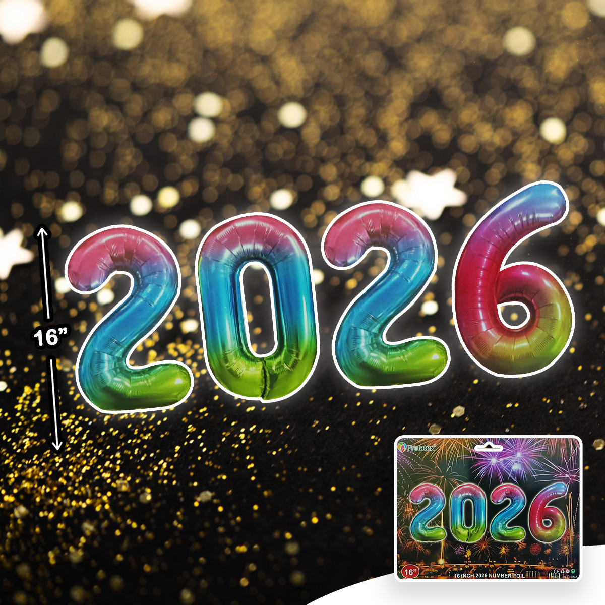 2026 NUMBER FOIL BALLOON 16 INCH