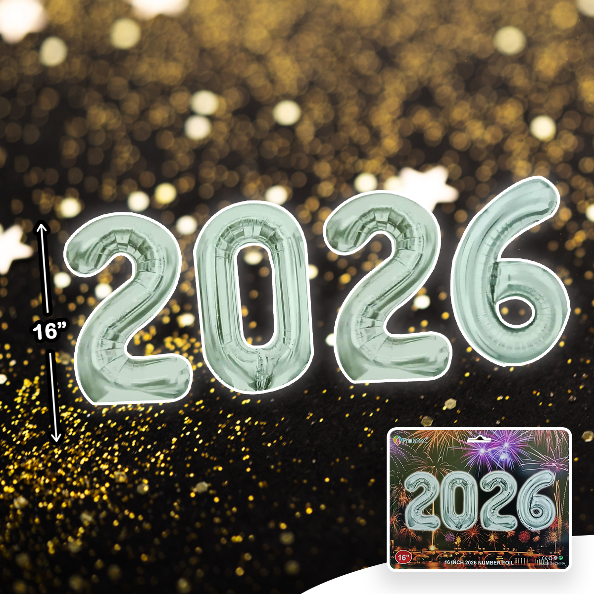 2026 NUMBER FOIL BALLOON 16 INCH