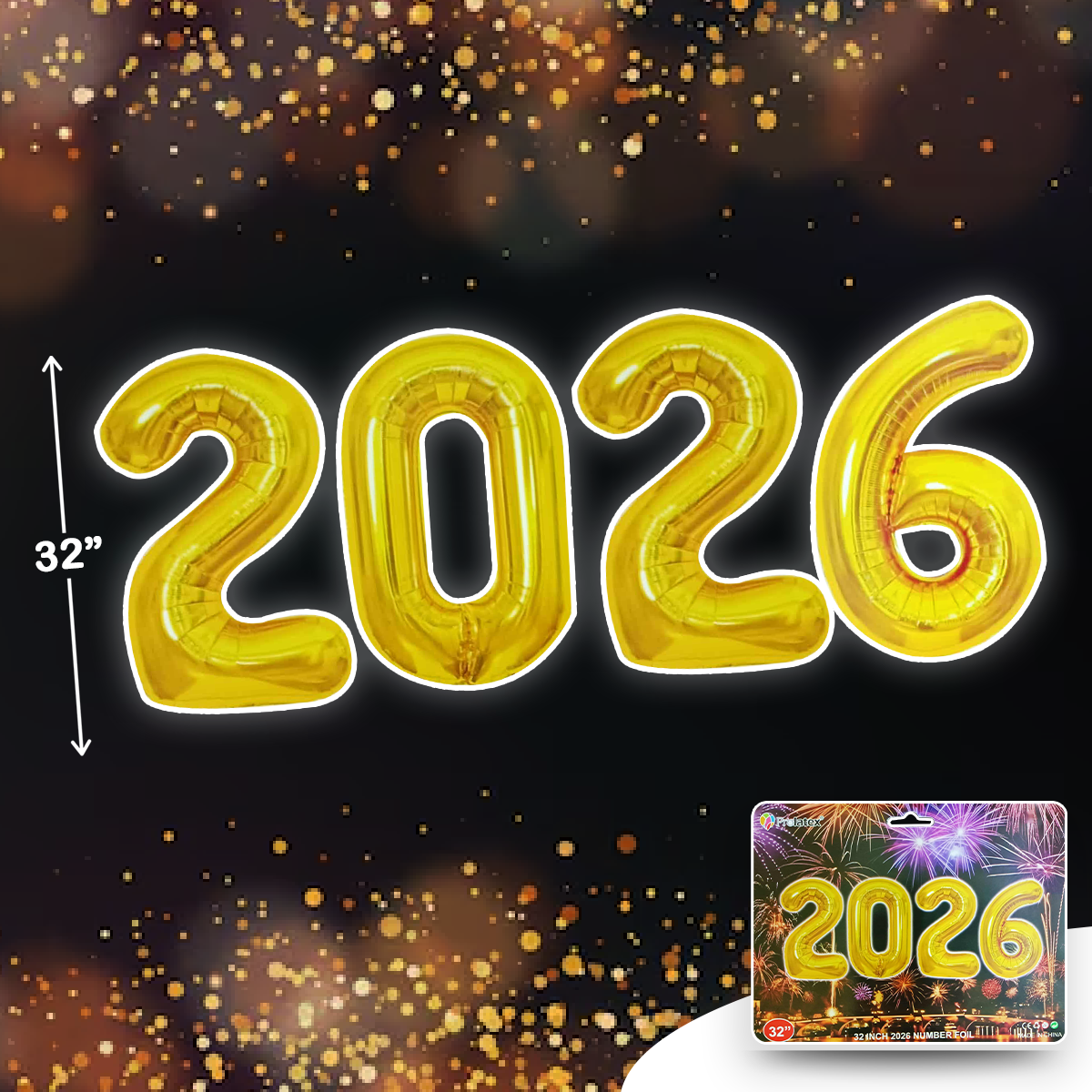 2026 NUMBER FOIL BALLOON 32 INCH