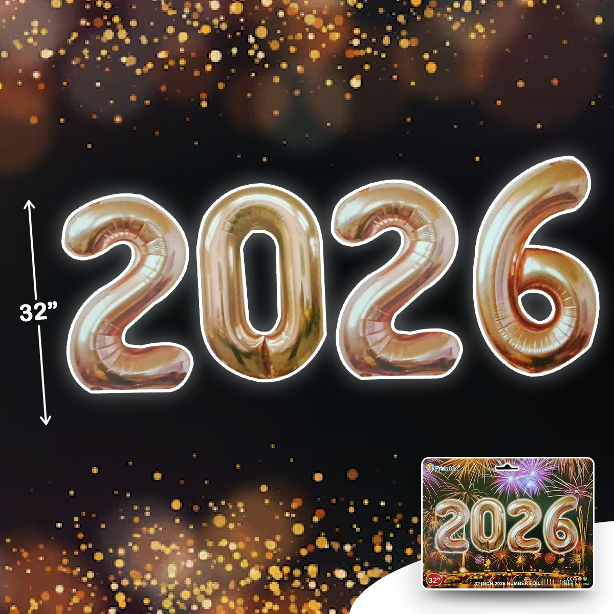2026 NUMBER FOIL BALLOON 32 INCH