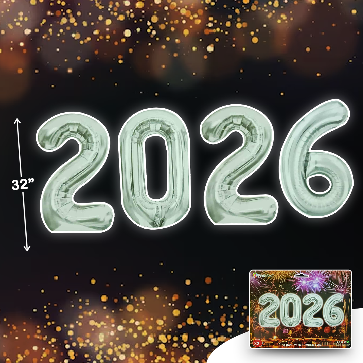 2026 NUMBER FOIL BALLOON 32 INCH