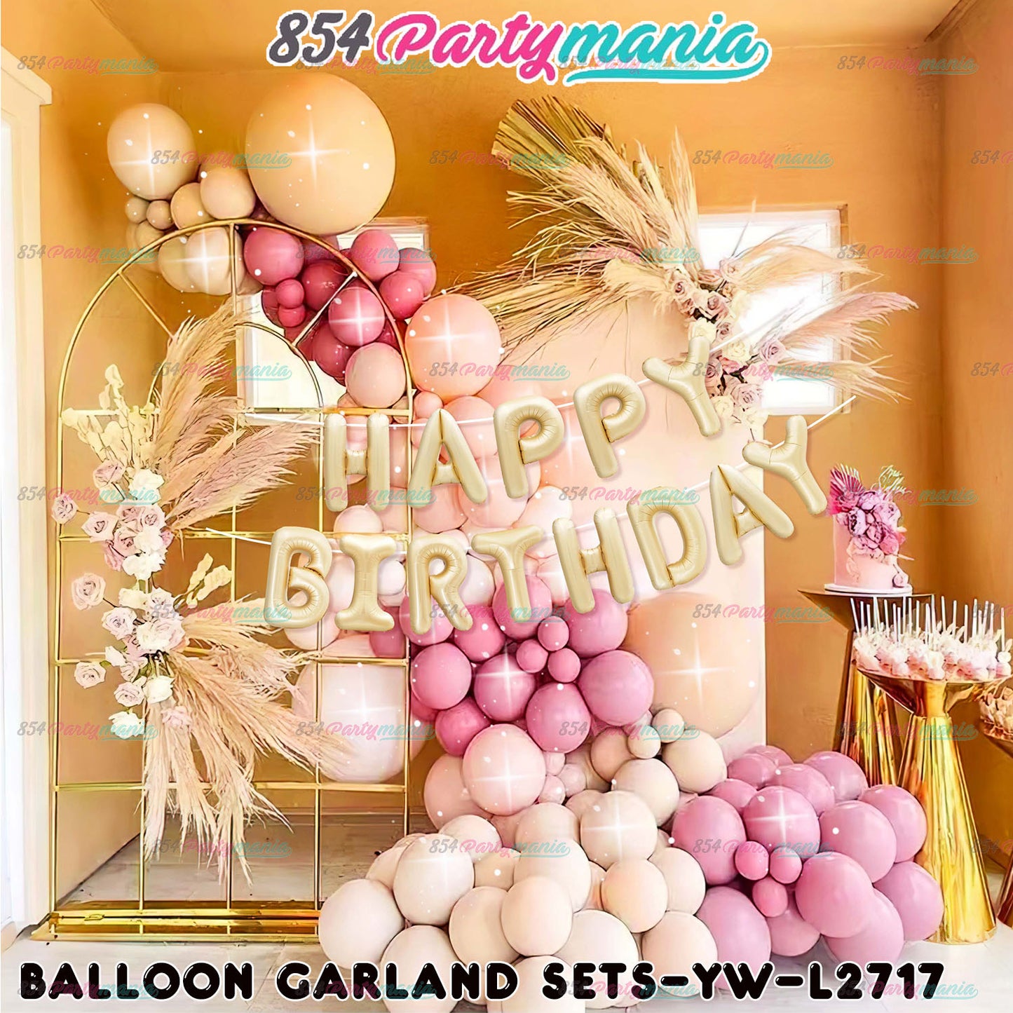 BALLOON GARLAND SET WITH HB LETTER FOIL
