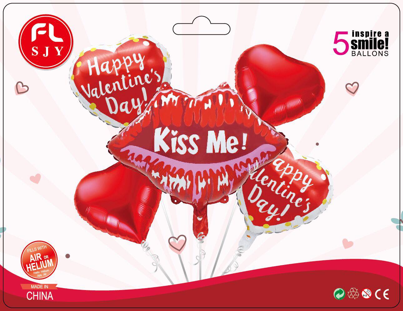 VALENTINES 5IN1 FOIL BALLOON SET