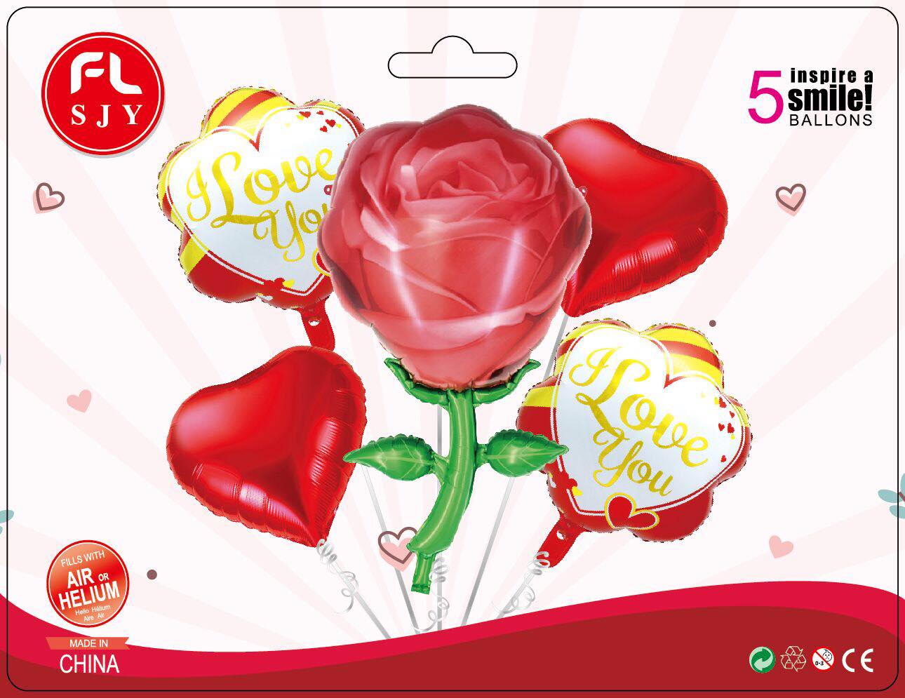 VALENTINES 5IN1 FOIL BALLOON SET