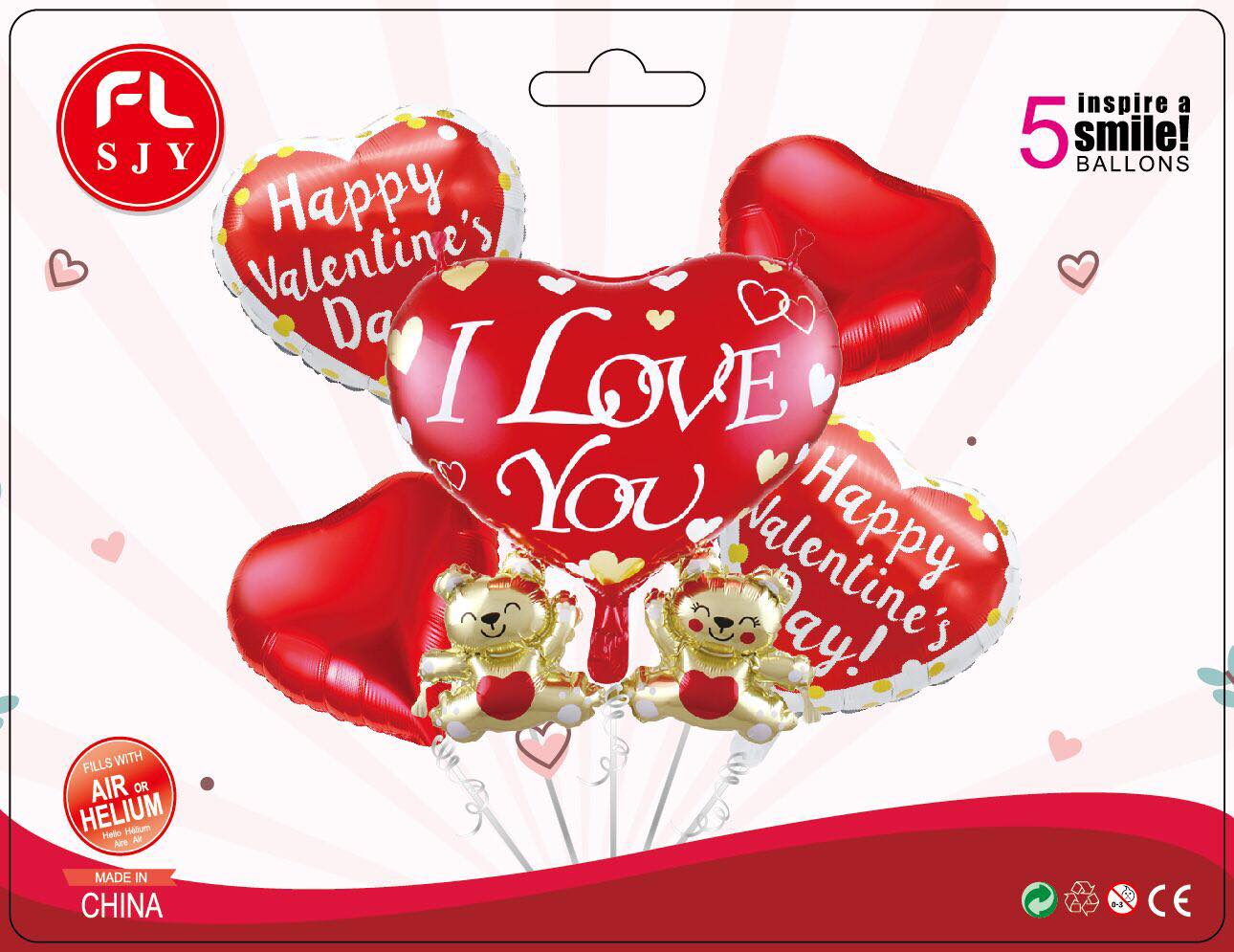 VALENTINES 5IN1 FOIL BALLOON SET