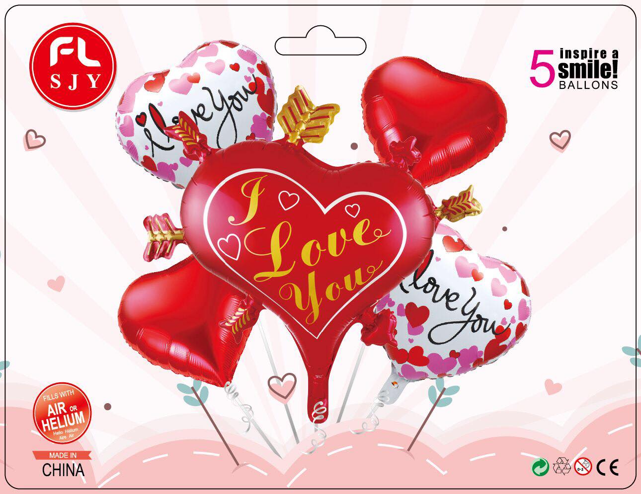 VALENTINES 5IN1 FOIL BALLOON SET