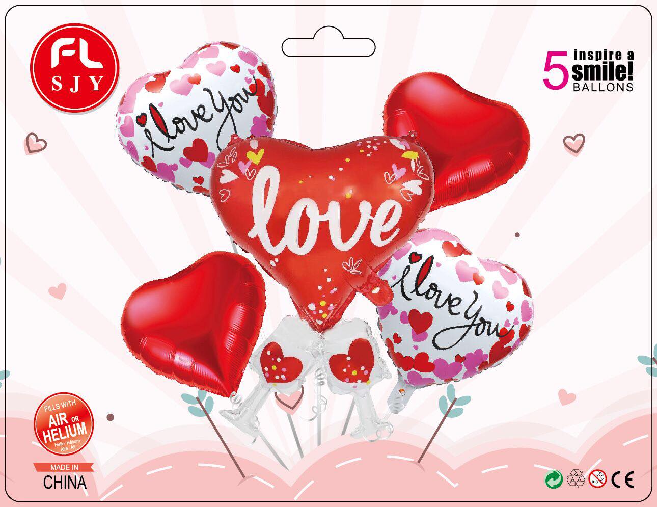 VALENTINES 5IN1 FOIL BALLOON SET