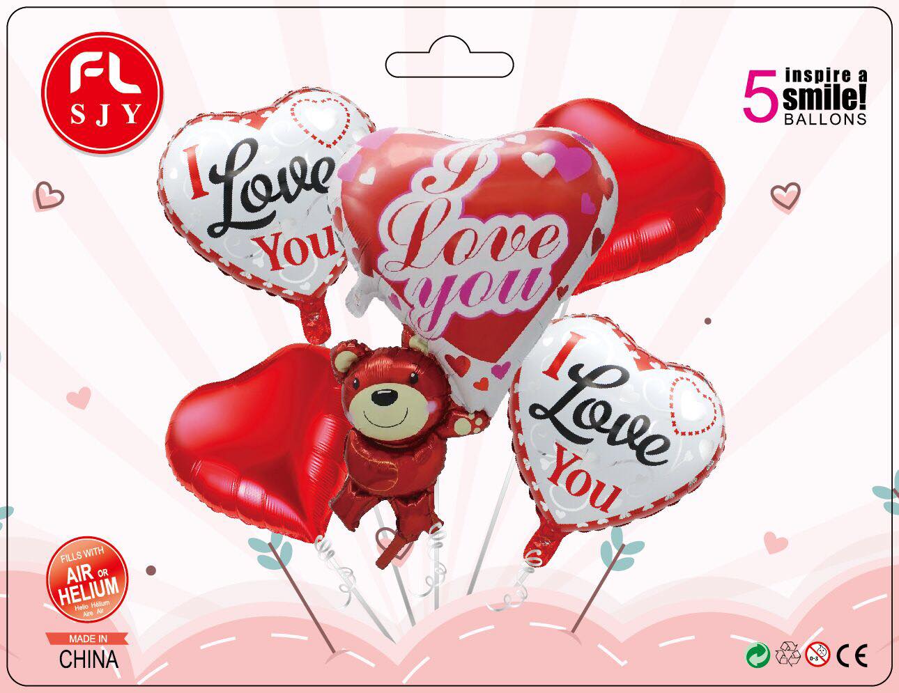 VALENTINES 5IN1 FOIL BALLOON SET