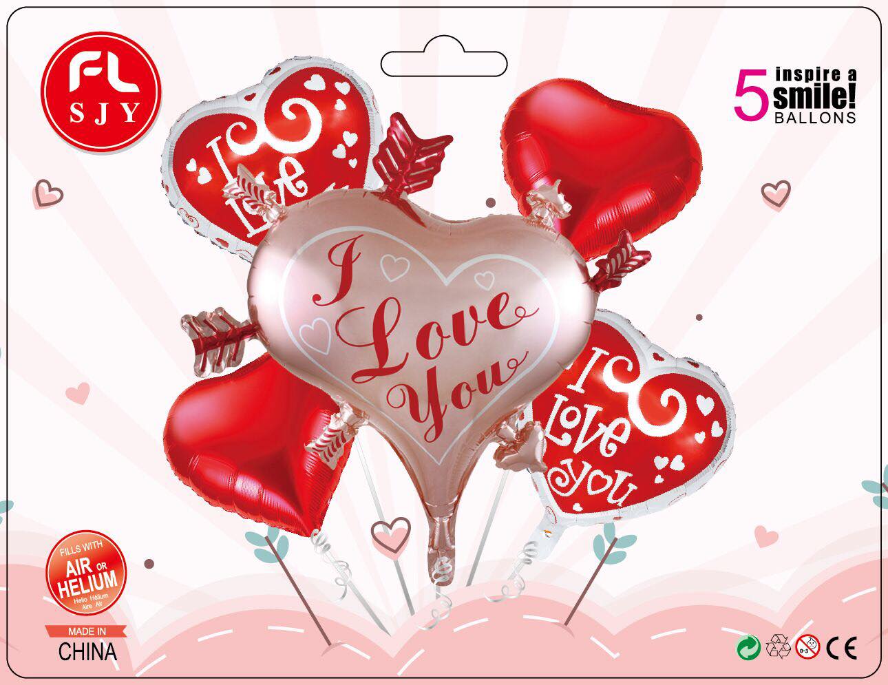 VALENTINES 5IN1 FOIL BALLOON SET