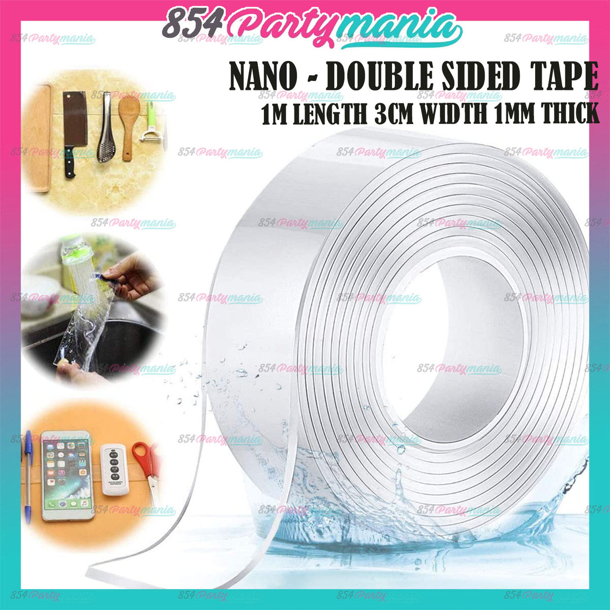 Magic Nano Tape Double Sided Adhesive Transparent Removable Strong  Adsorption Gel Tape Washable No-Track Wall Sticky Strips for Kitchen Party  Paste Photos Posters Carpet Fixing 