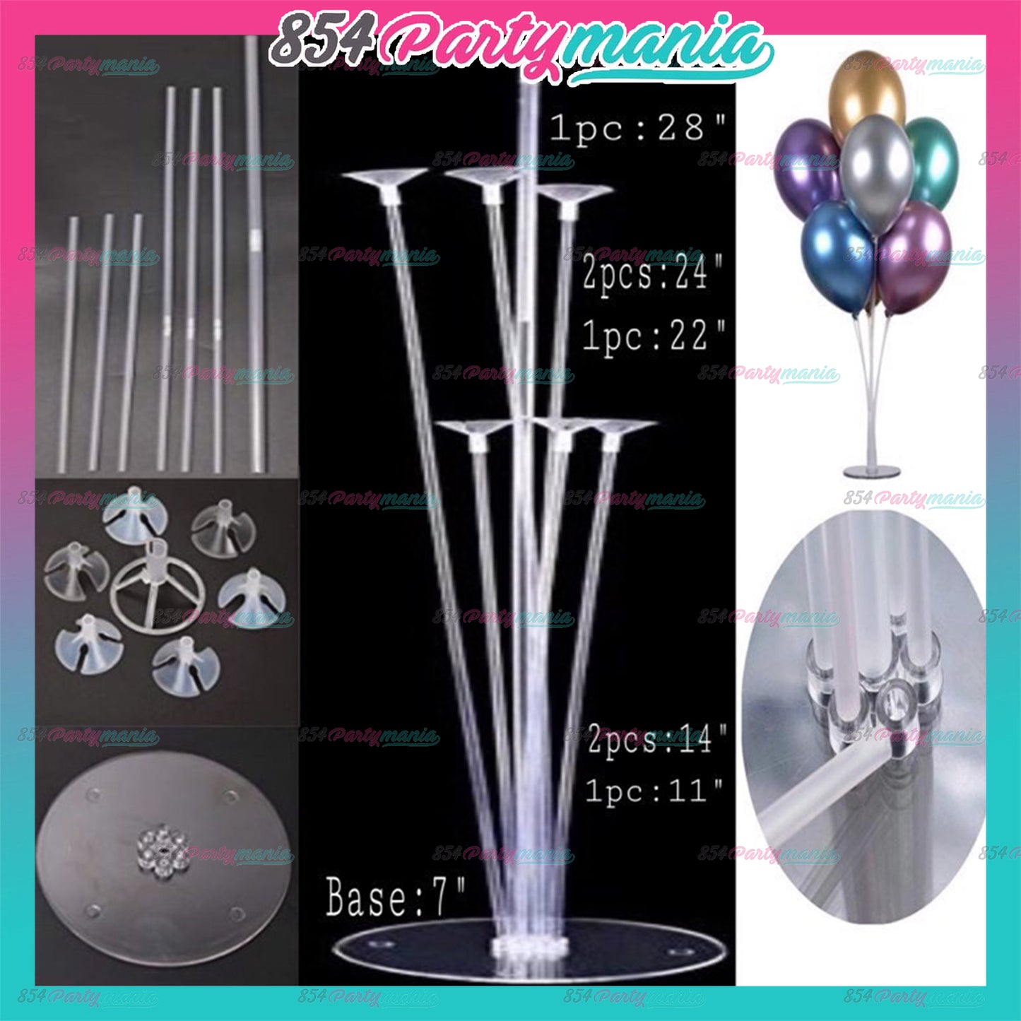 Acrylic 7 in 1 Sticks Table Balloon Stand Set (5 sets min)