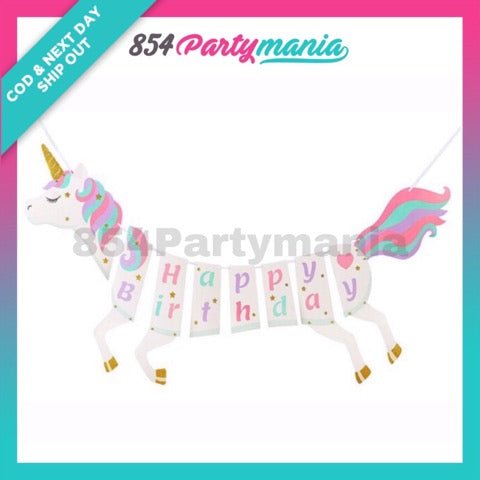 Unicorn Happy Birthday Banner Big