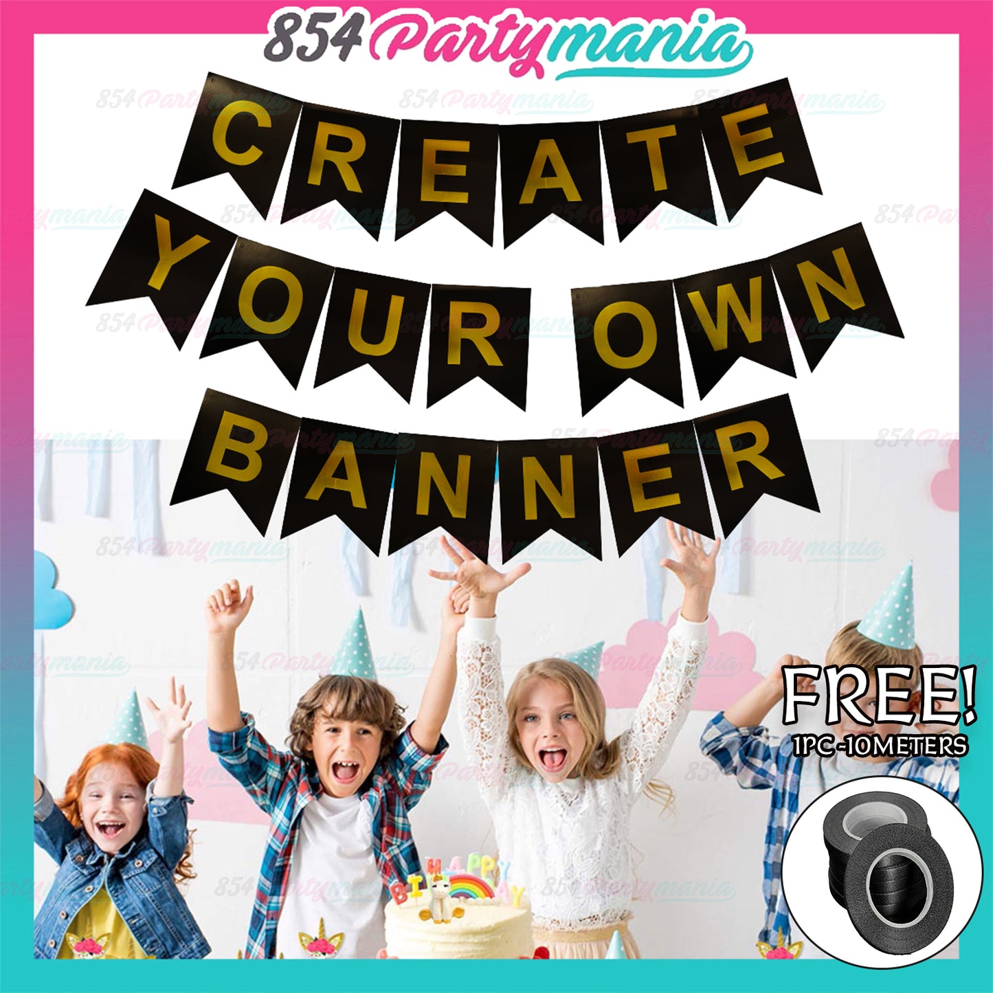 Letter and Number DIY Banner Black