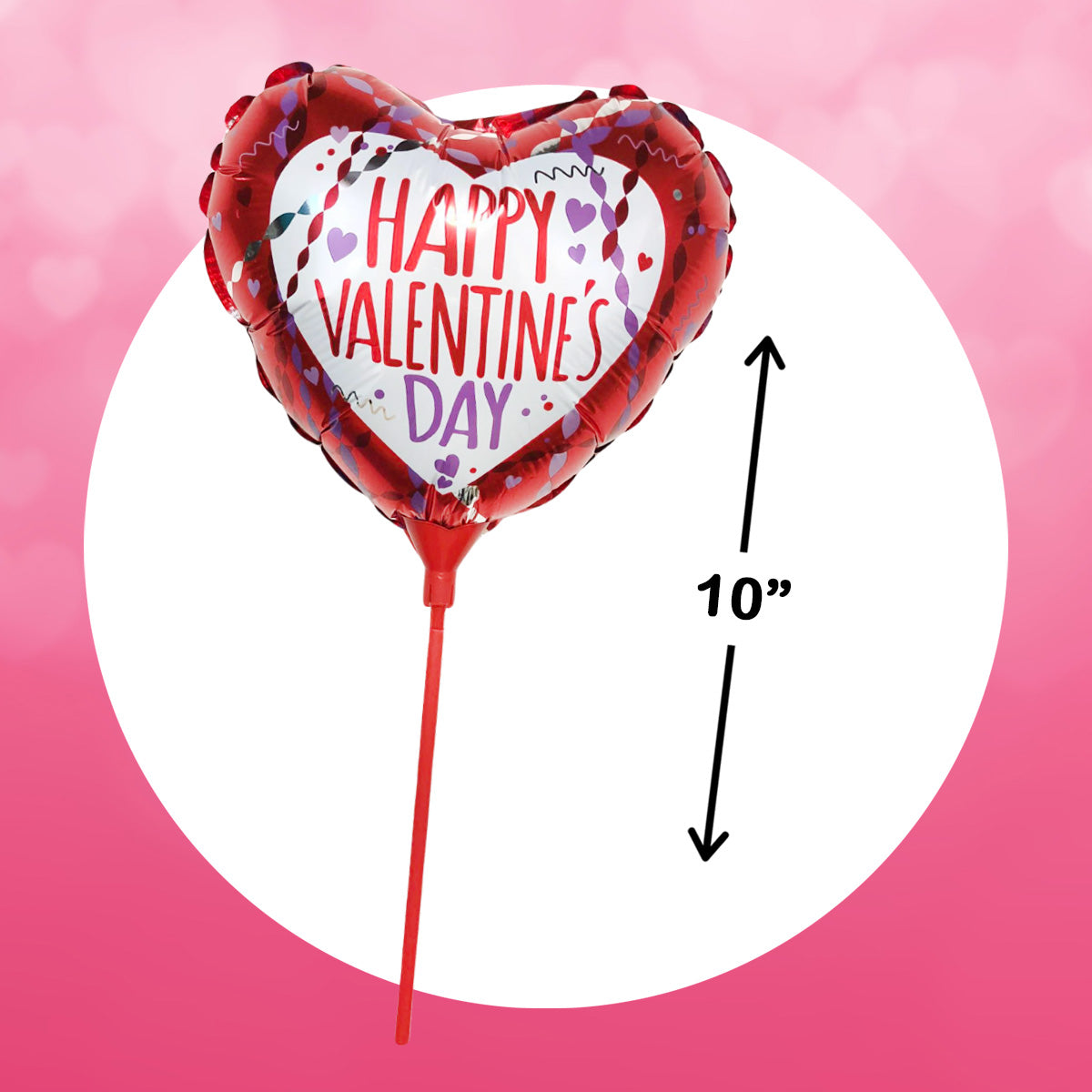 2025 Valentines Balloons 10" Foil with stick