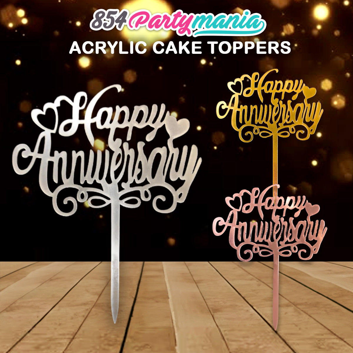 ACRYLIC CAKE TOPPER [PREMIUM QUALITY] (20pcs/pack)