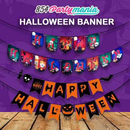 HAPPY HALLOWEEN BANNER AND BANDERITAS