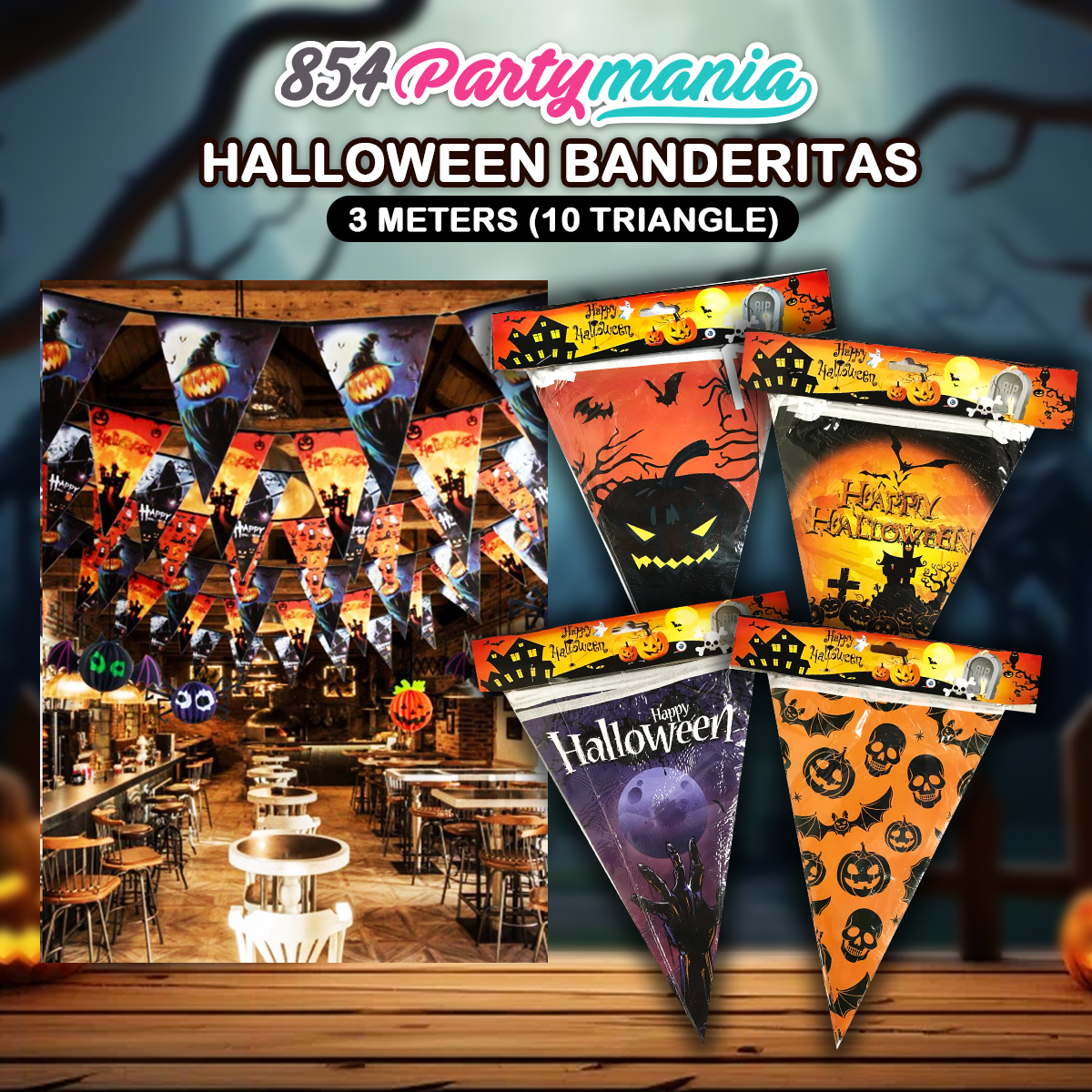 HAPPY HALLOWEEN BANNER AND BANDERITAS