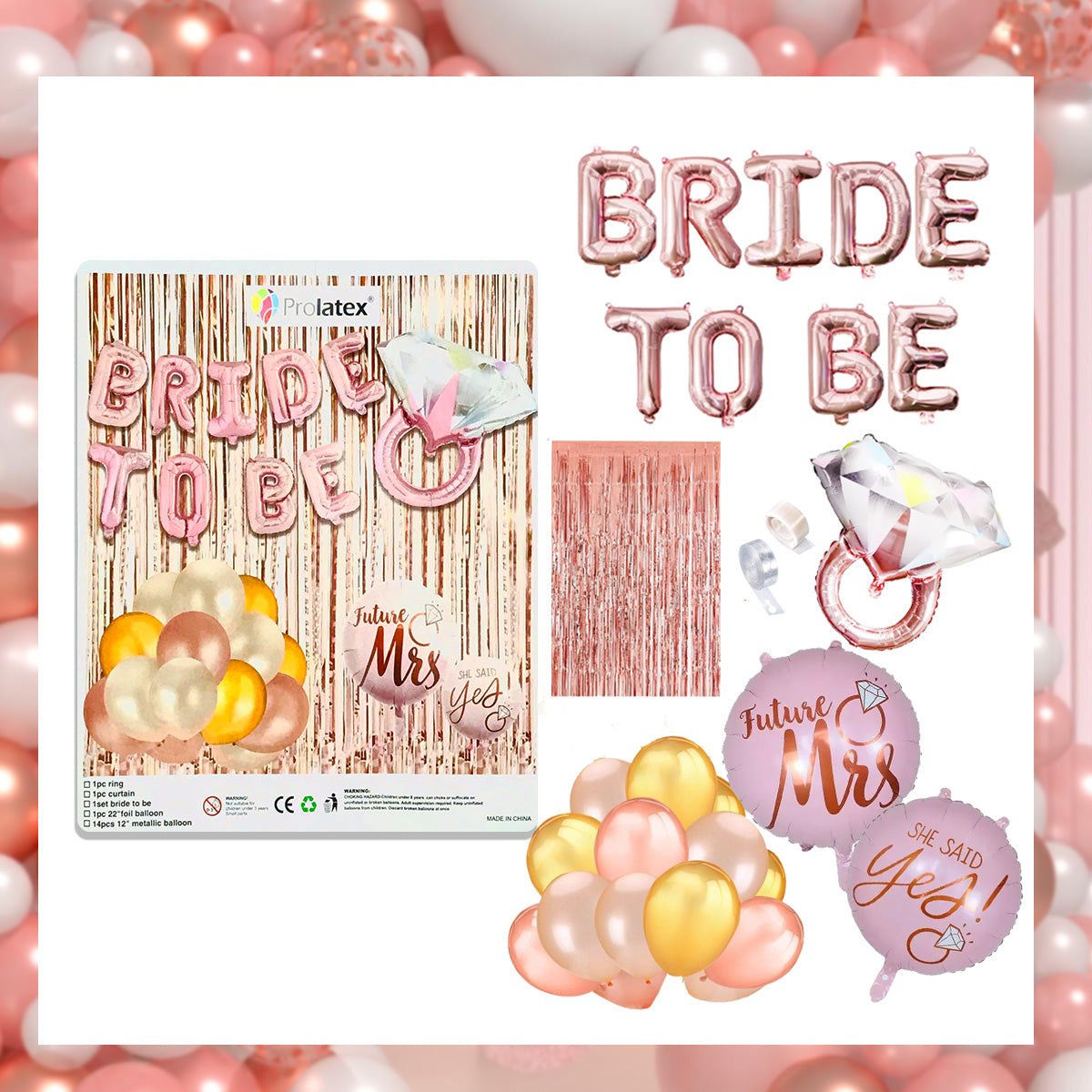 BRIDE TO BE PARTY DECOR SET (sold by 10's)