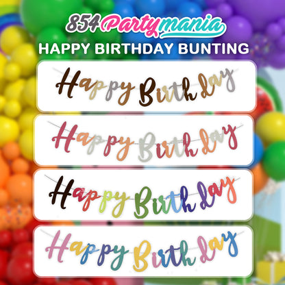 Happy Birthday Cursive Bunting Banner (sold by 12's/ color)