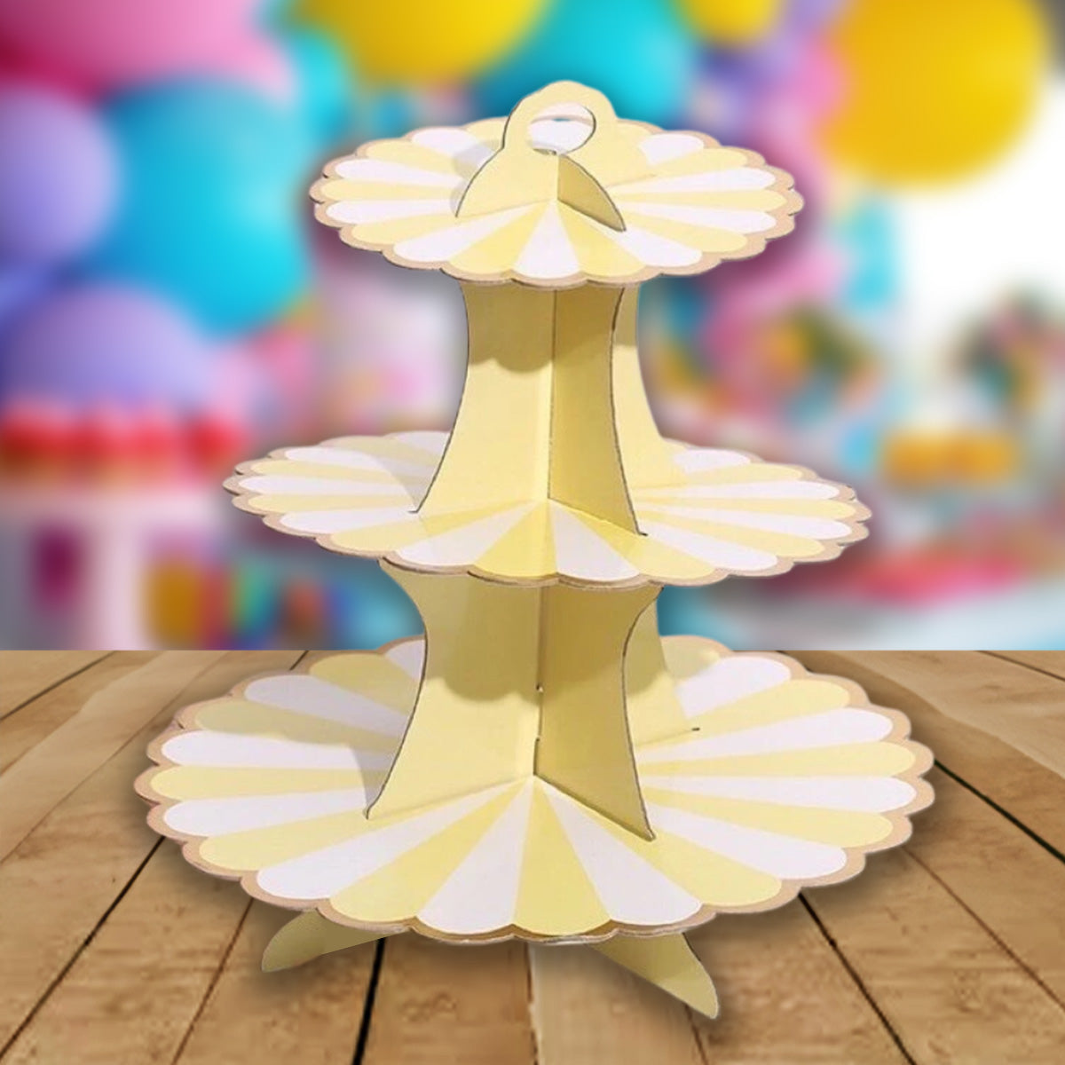 Cupcake Stand 3 Tier Board Pastel Scallop (10pcs min)