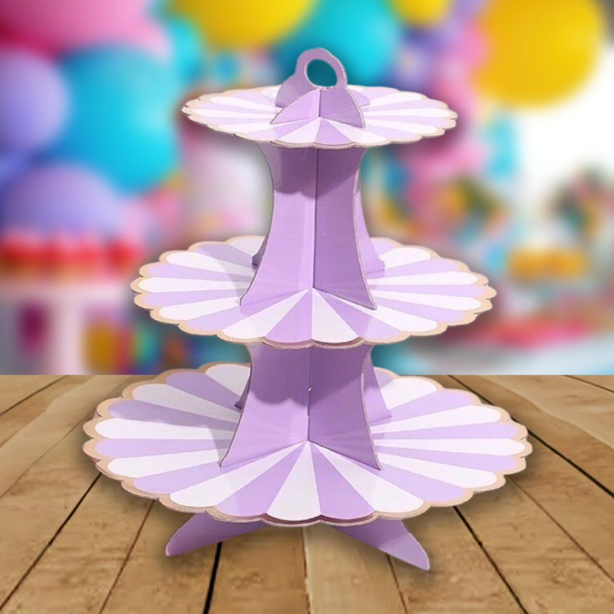 Cupcake Stand 3 Tier Board Pastel Scallop (10pcs min)