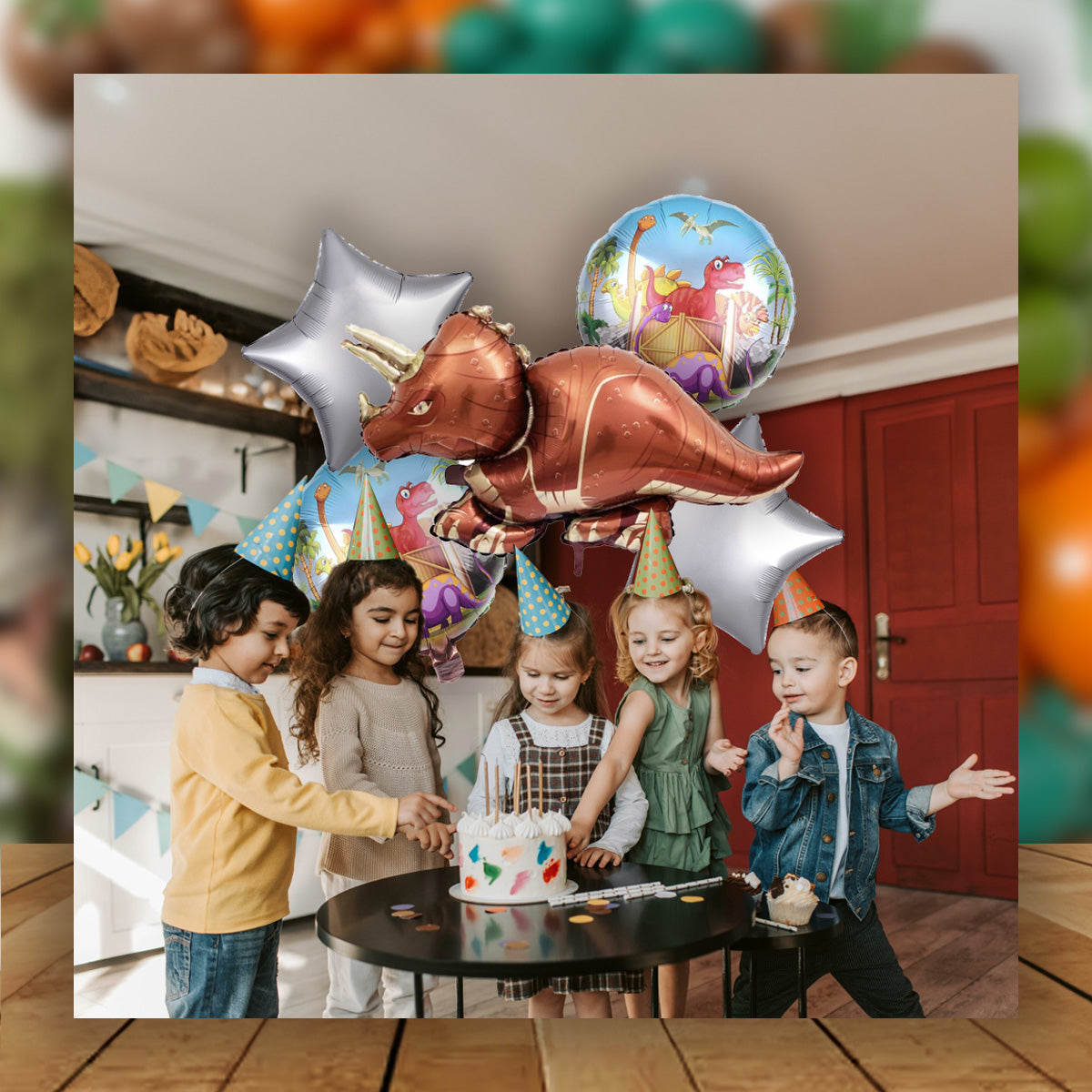 5 IN 1 FOIL BALLOON SET DINOSAUR TRICER