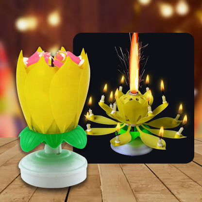 Rotating Musical Lotus Candle (10pcs min/ order)