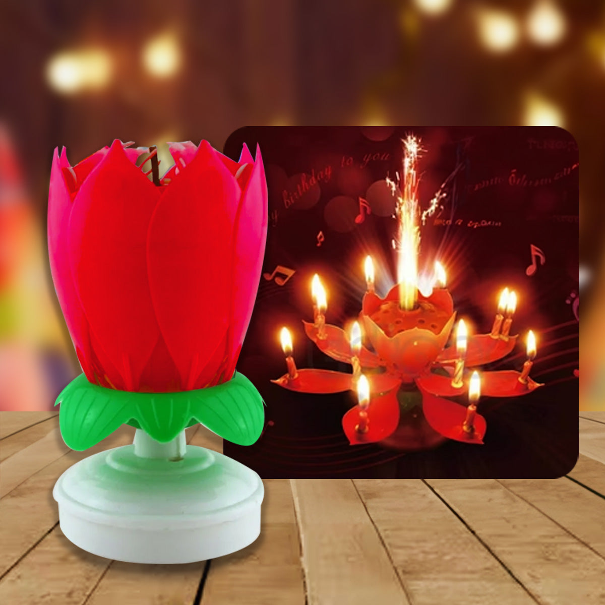 Rotating Musical Lotus Candle (10pcs min/ order)