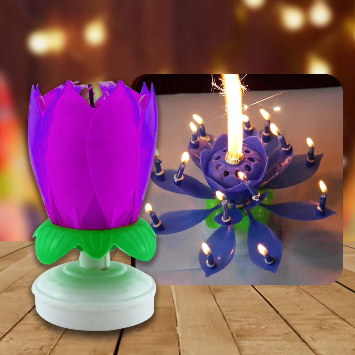 Rotating Musical Lotus Candle (10pcs min/ order)