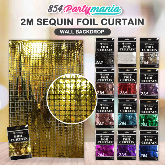 2M FOIL CURTAIN SEQUIN/ SQUARE (sold by 10's)