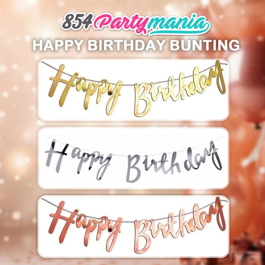 Happy Birthday Cursive Bunting Banner (sold by 12's/ color)