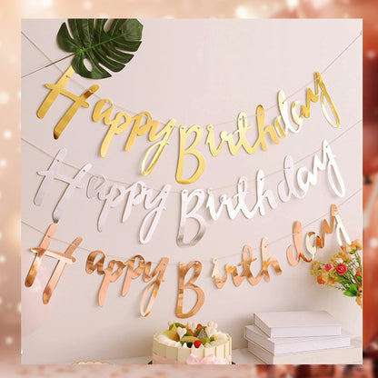 Happy Birthday Cursive Bunting Banner (sold by 12's/ color)