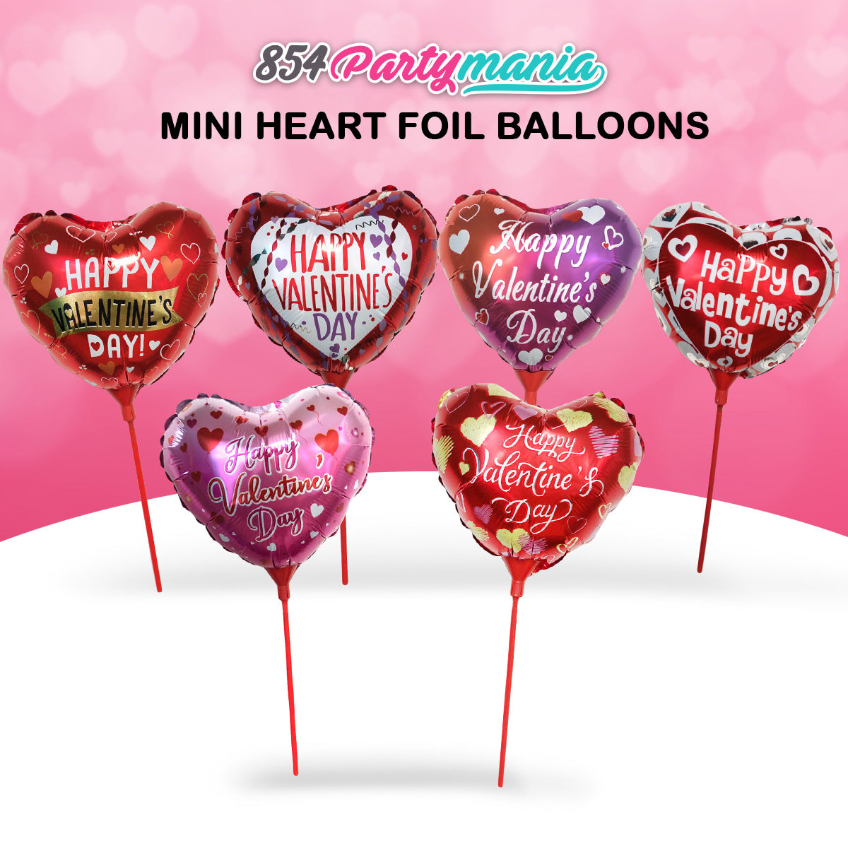 2025 Valentines Balloons 10" Foil with stick