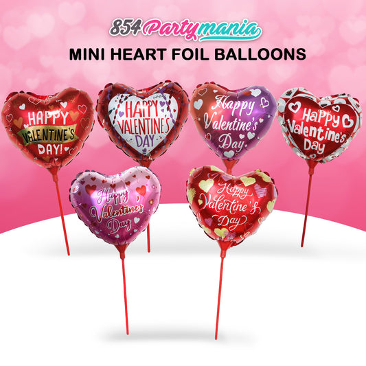 2025 Valentines Balloons 10" Foil with stick