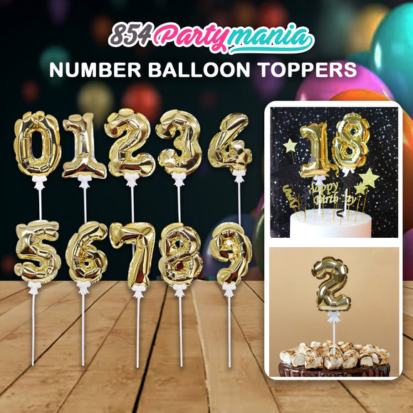 NUMBER BALLOON CAKE TOPPER (sold by 12's)