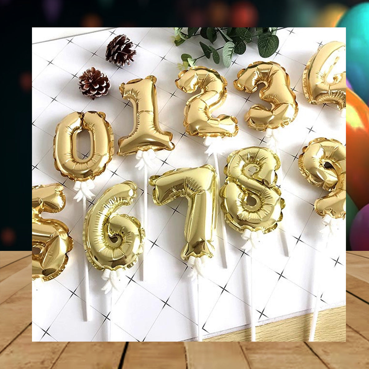 NUMBER BALLOON CAKE TOPPER (sold by 12's)