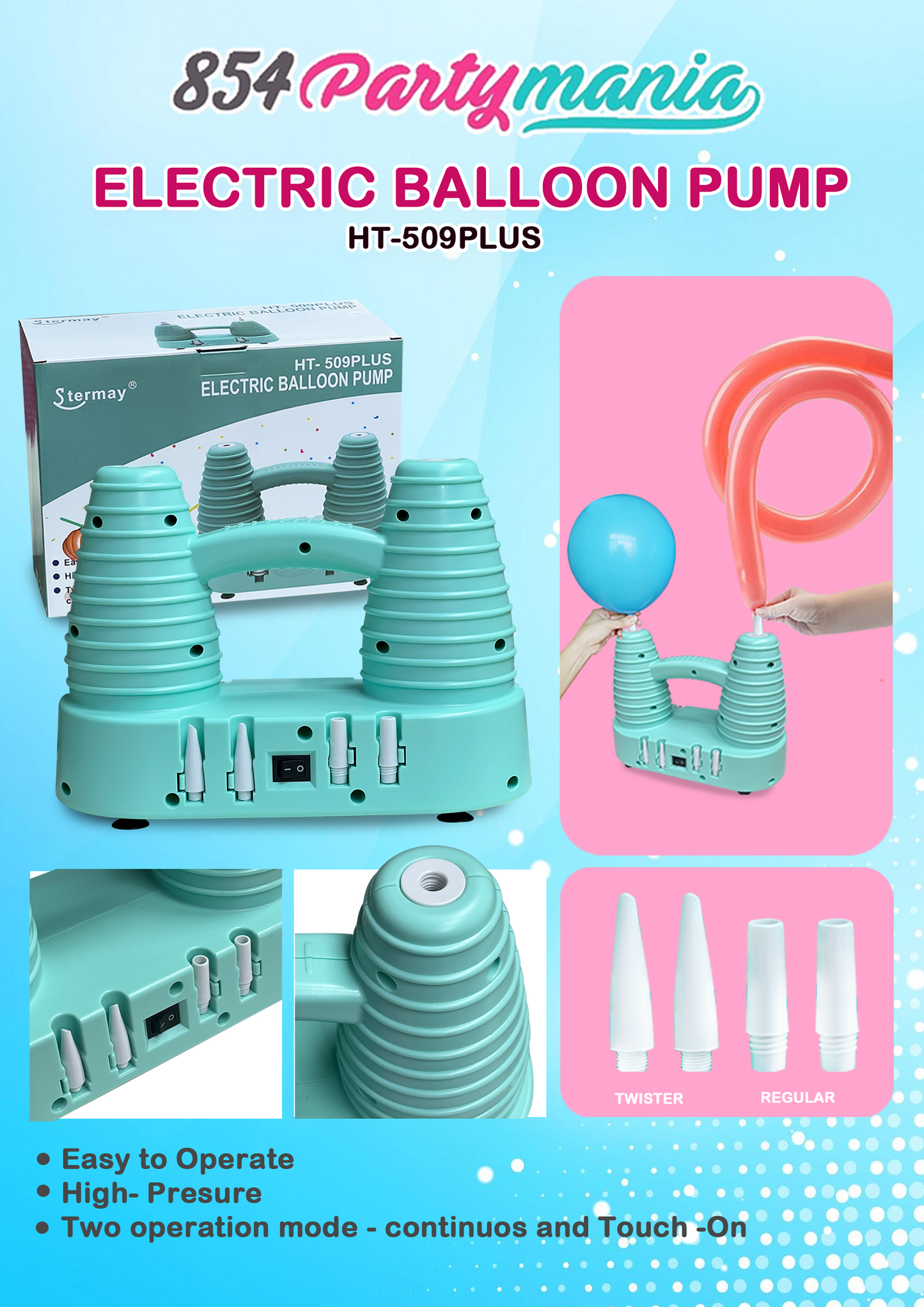 ALL IN 1 ELECTRIC BALLOON PUMP HT-509PLUS