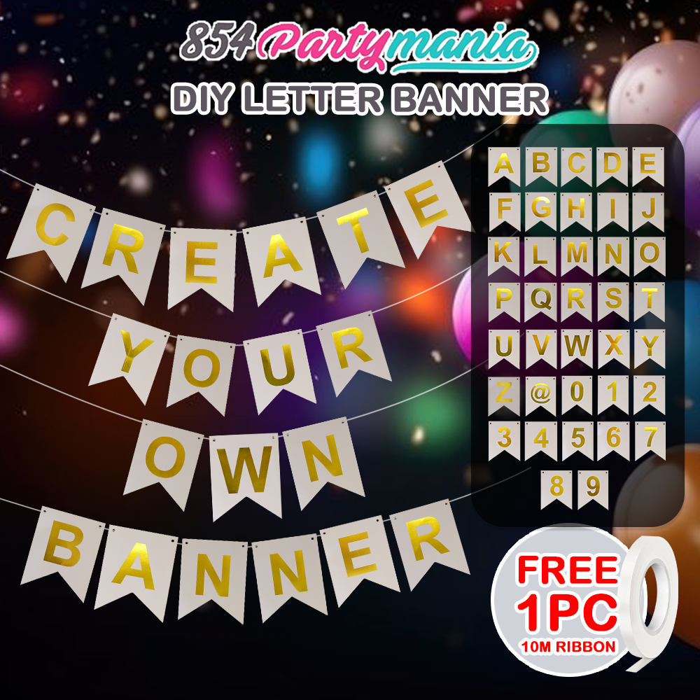 Letter and Number DIY Banner White