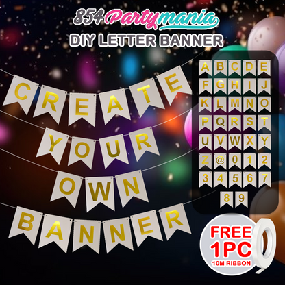 Letter and Number DIY Banner White