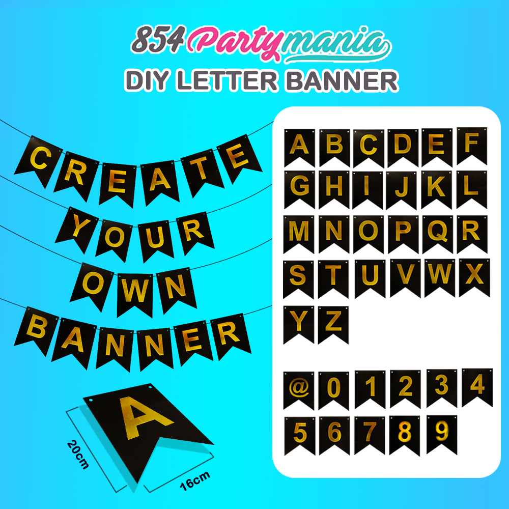 Letter and Number DIY Banner Black