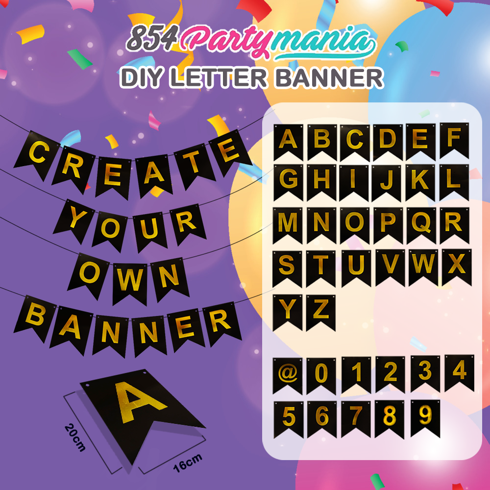 Letter and Number DIY Banner Black