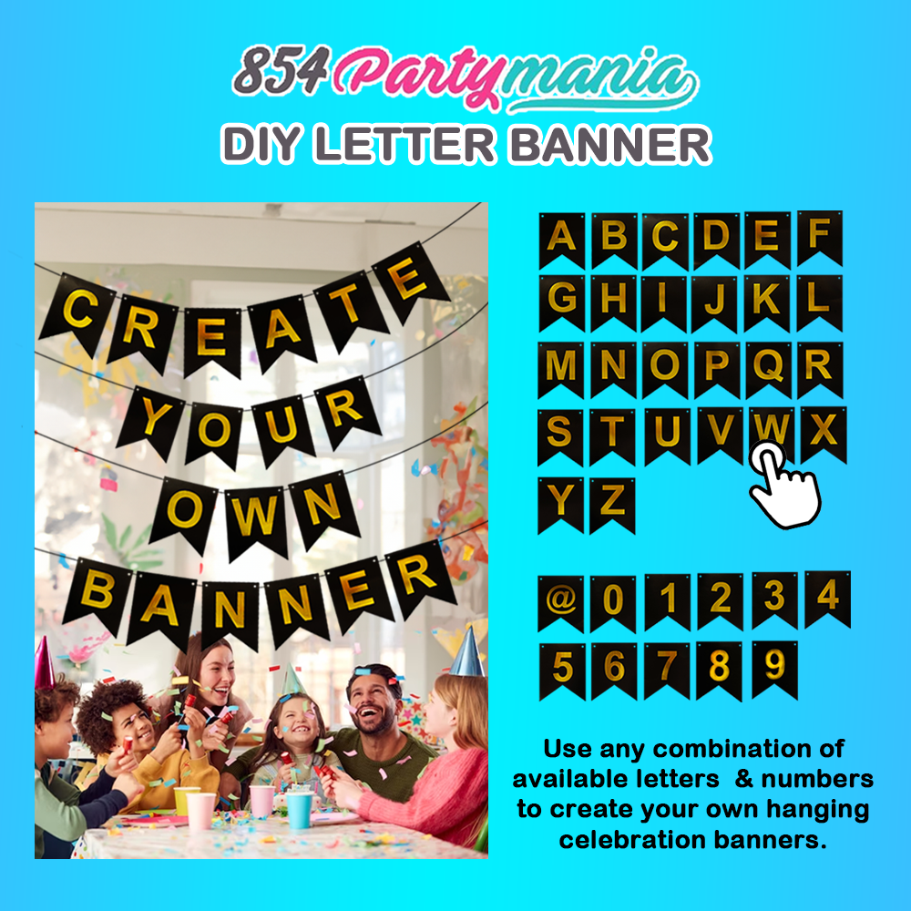 Letter and Number DIY Banner Black