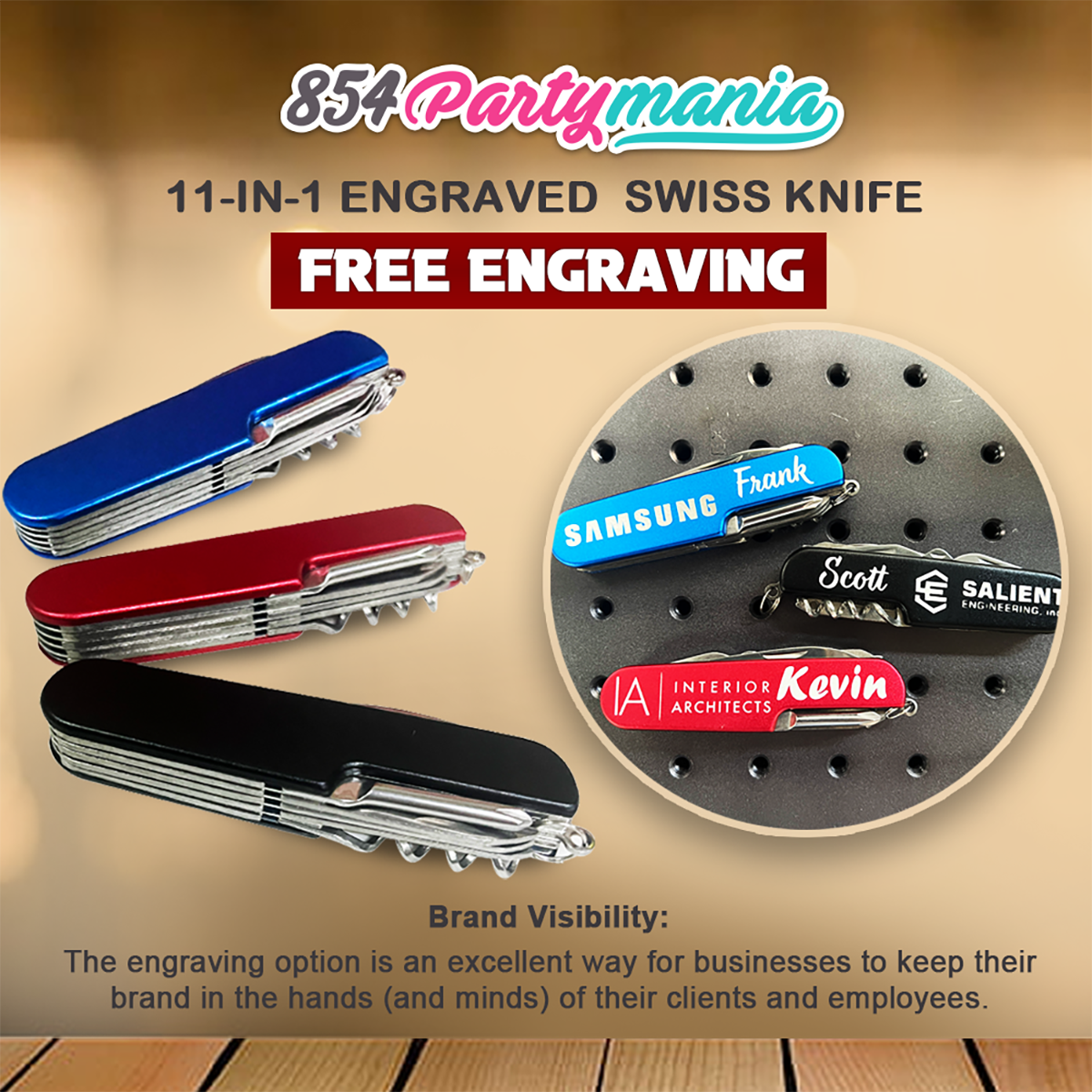 Personalized Multi-Tool 11-in-1 Steel Swiss Knife with Complimentary Personalization