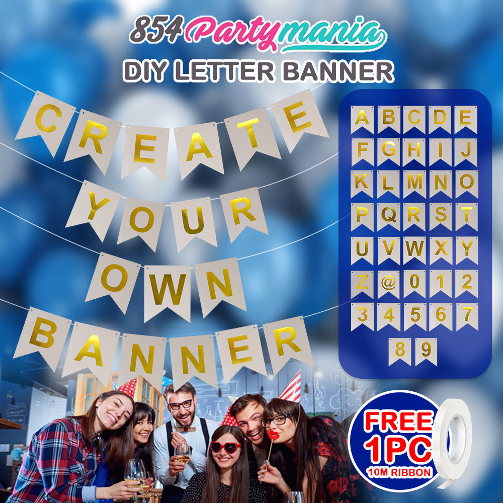 Letter and Number DIY Banner White