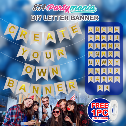 Letter and Number DIY Banner White