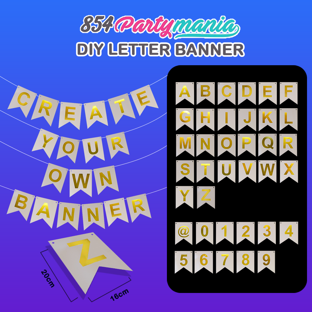 Letter and Number DIY Banner White