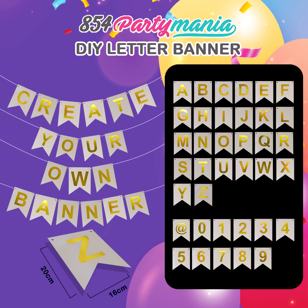 Letter and Number DIY Banner White