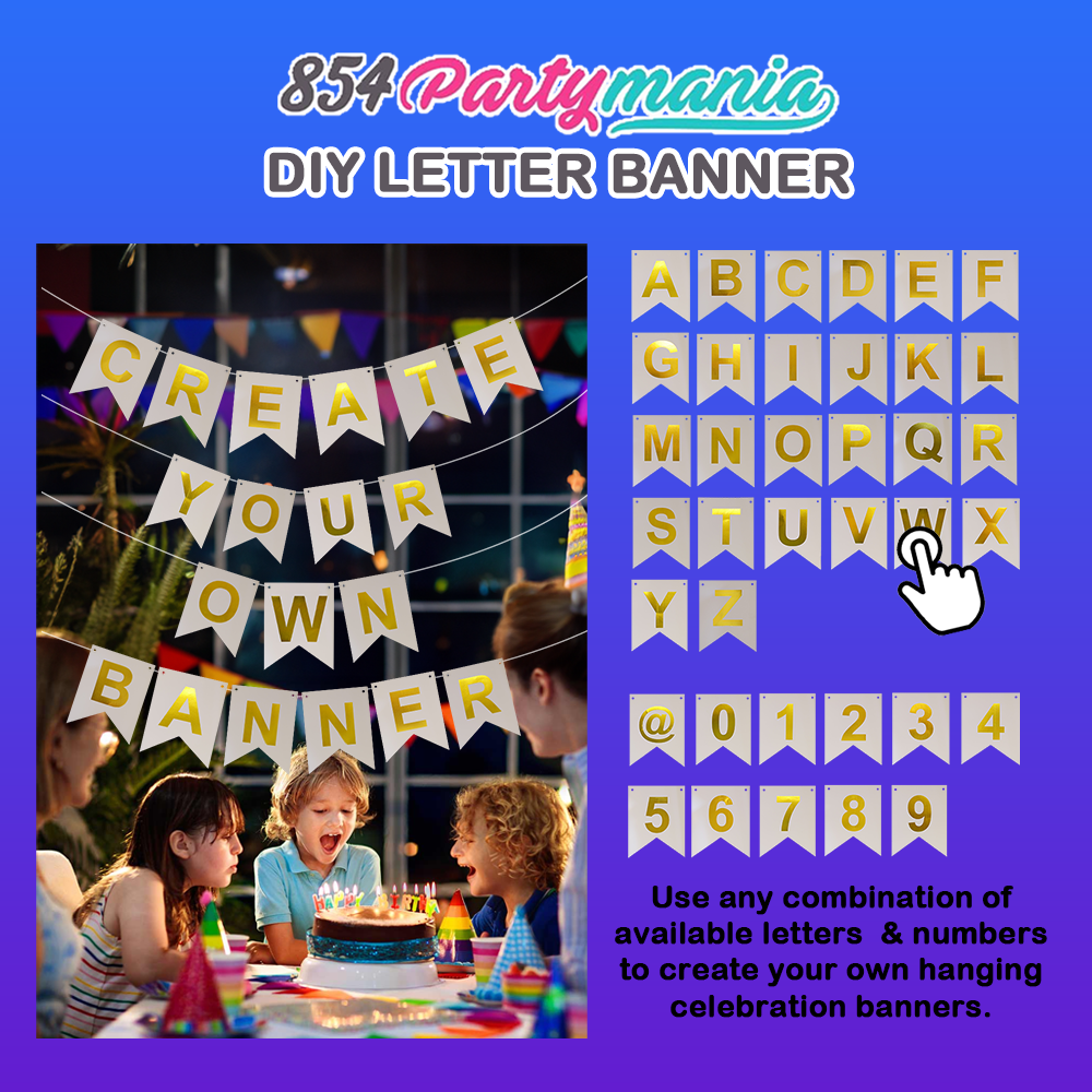 Letter and Number DIY Banner White